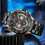 NAVIFORCE NF9185 Stainless Steel Chronograph Men's Watch – Dial Color: Black, Strap Color: Black – Thumbnail 4