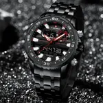 Naviforce 9234 High Quality Stainless Steel Dual Movement Sport Fashion Men Watch – Dial Color: Black, Strap Color: Black – Thumbnail 2