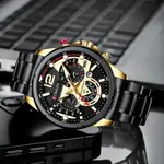 Curren 8395 Stainless Steel Chronograph Multifunctional Classic Men's Watch – Dial Color: Black Gold, Strap Color: Black – Thumbnail 4