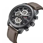 NaviForce NF9211L Chronograph Leather Strap Luminous Men's Watch – Dial Color: Black, Strap Color:  Brown  – Thumbnail 2