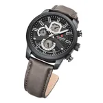 NaviForce NF9211L Chronograph Leather Strap Luminous Men's Watch – Dial Color: Black, Strap Color:  Brown  – Thumbnail 3