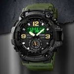 Skmei 1637 Digital Dual Movement 3 Time Waterproof Sports Men's Watch – Dial Color: Black, Strap Color: Green  – Thumbnail 3