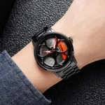 SKMEI 1990 Model-B Rolling Wheels Dial Creative Fashion Men's Watch – Dial Color: Red, Strap Color: Black – Thumbnail 4
