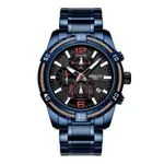 Nibosi 2335 High Quality Stainless Steel Chronograph Analog Men's Watch – Dial Color: Blue, Strap Color: Blue – Thumbnail 2
