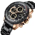 Naviforce NF9201 High Quality Stainless Steel Dual Movement Sport Fashion Men's Watch – Dial Color: Rose Gold, Strap Color: Black – Thumbnail 2