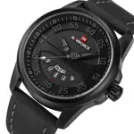 Naviforce NF9124 Luxury Leather Strap Quartz Analog Casual Style Fashion Men's Watch – Dial Color: Grey, Strap Color: Black – Thumbnail 2