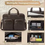 RAINSMORE 15.6 Inch Men PU Vegan Leather Waterproof Office Work Bag – Color: Brown – Thumbnail 2