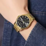 SKMEI 2291 Quartz Waterproof Luminous Stainless Steel Men's Watch – Dial Color: Black, Strap Color: Gold  – Thumbnail 4