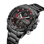 Naviforce NF9146 Double Time Waterproof Dual LCD Quartz Men's Watch  – Dial Color: Black, Strap Color: Black – Thumbnail 2