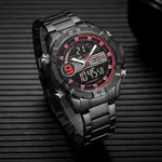 Naviforce NF9146 Double Time Waterproof Dual LCD Quartz Men's Watch  – Dial Color: Black, Strap Color: Black – Thumbnail 3