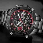 Naviforce NF9146 Double Time Waterproof Dual LCD Quartz Men's Watch  – Dial Color: Black, Strap Color: Black – Thumbnail 4