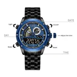 NAVIFORCE NF9205 Mechanical Style Dual Display Sports Men’s Watch – Dial Color: Blue, Strap Color: Black – Thumbnail 4