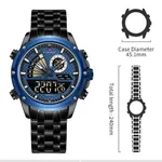NAVIFORCE NF9205 Mechanical Style Dual Display Sports Men’s Watch – Dial Color: Blue, Strap Color: Black – Thumbnail 5