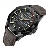 NAVIFORCE NF8023 Luxury Military Leather Sport Quartz Men's Watch – Dial Color: Black, Strap Color:  Brown  – Thumbnail 2