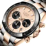LIGE 8937 Premium Analog Stainless Steel Luxury Men's Watch – Dial Color: Rose, Strap Color: Rose – Thumbnail 2