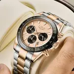 LIGE 8937 Premium Analog Stainless Steel Luxury Men's Watch – Dial Color: Rose, Strap Color: Rose – Thumbnail 4