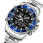 Skmei 1850 Dual Movement Waterproof Multifunction Men's Watch – Dial Color: Blue, Strap Color: Silver – Thumbnail 2