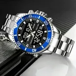 Skmei 1850 Dual Movement Waterproof Multifunction Men's Watch – Dial Color: Blue, Strap Color: Silver – Thumbnail 3