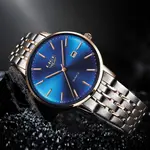 LIGE 10037 Stainless Steel Complete Calendar Luxury Women's Watch – Dial Color: Blue, Strap Color: Gold  – Thumbnail 3