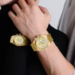 Naviforce NF8048 High Quality Stainless Steel Chronograph Classic Stylish Couple's Watch – Dial Color: Gold, Strap Color: Gold  – Thumbnail 3