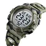 SKMEI 1548 Digital Camouflage PU Leather Luminous Sporty Kid's Watch – Dial Color: Black, Strap Color: Green  – Thumbnail 2