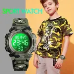 SKMEI 1548 Digital Camouflage PU Leather Luminous Sporty Kid's Watch – Dial Color: Black, Strap Color: Green  – Thumbnail 4