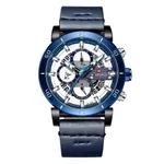 Naviforce NF9131 Analog Sports Leather Quartz Men's Watch – Dial Color: White, Strap Color: Blue – Thumbnail 1