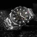 NAVIFORCE NF9136 Stainless Steel Dual Time Men's Watch – Dial Color: Black, Strap Color: Silver – Thumbnail 4