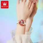OLEVS 5610 Beauty Dial Luminous Steel Ceramic Bracelet Women Watch – Dial Color: Red, Strap Color: White – Thumbnail 4
