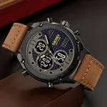 SKMEI 1975 Digital Analog Business Leather Strap Men's Watch – Dial Color: Black, Strap Color: Rose – Thumbnail 2