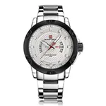 Naviforce 9085 Water Resistant Stainless Steel Quartz Men's Watch – Dial Color: White, Strap Color: Silver – Thumbnail 1