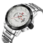 Naviforce 9085 Water Resistant Stainless Steel Quartz Men's Watch – Dial Color: White, Strap Color: Silver – Thumbnail 2