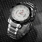 Naviforce 9085 Water Resistant Stainless Steel Quartz Men's Watch – Dial Color: White, Strap Color: Silver – Thumbnail 3