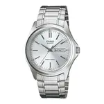Casio MTP-1239D-1ADF Enticer Ion Plated Stainless Steel Strap Water Resistant Analog Men's Wristwatch – Dial Color: White, Strap Color: Silver – Thumbnail 1
