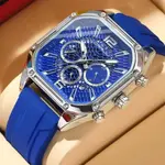 CRRJU 2311 Comfortable Silicone Band Multifunctional Sports Men's Watch – Dial Color: Silver, Strap Color: Blue – Thumbnail 2