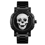 Skmei 9178 Skull Quartz Audlt Watch for Men – Dial Color: White, Strap Color: Black – Thumbnail 1