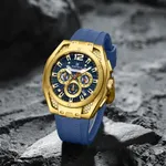 Naviforce NF 8063 Premium Silicon Strap Analog Sporty Men's Watch – Dial Color: Gold, Strap Color: Blue – Thumbnail 2