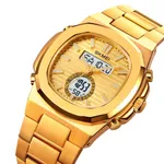Skmei 2279 Dual Time Stainless Steel Digital Men's Watch – Dial Color: Gold, Strap Color: Gold  – Thumbnail 2