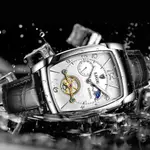 LIGE 8949 Exclusive Mechanical Leather Strap Moon Phase Casual Men's Watch – Dial Color: White, Strap Color: Black – Thumbnail 3