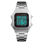 Skmei 1337 Stainless Steel Square Men's Watch – Dial Color: Black, Strap Color: Silver – Thumbnail 2