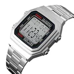 Skmei 1337 Stainless Steel Square Men's Watch – Dial Color: Black, Strap Color: Silver – Thumbnail 3