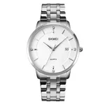 SKMEI 1801 Stainless Steel Classic Quartz Men's Watch – Dial Color: White, Strap Color: Silver – Thumbnail 1