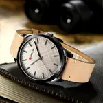 Curren 8386 Genuine Leather Strap Quartz Analog Fashion Men’s Watch – Dial Color: White, Strap Color: White – Thumbnail 3