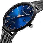 CRRJU 2172 High-Quality Slim Stainless Steel Strap Analog Quartz Formal Men’s Watch – Dial Color: Blue, Strap Color: Black – Thumbnail 2
