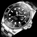 Nibosi 2597 High Quality Stainless Steel Belt Calendar Men's Watch – Dial Color: Black, Strap Color: Silver – Thumbnail 2