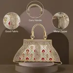 Synthetic Material & Magnetic Closure Party Gold Clutche – Thumbnail 3