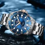 NAVIFORCE NFS1004 Luxury Mechanical Luminous Waterproof Men's Watch – Dial Color: Gold, Strap Color: Silver – Thumbnail 4