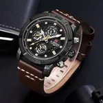 NAVIFORCE NF9139 PU Leather Chronograph Men's Watch – Dial Color: Black, Strap Color:  Brown  – Thumbnail 3