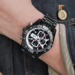 NAVIFORCE NF8018 Stainless Steel Chronograph Man's Watch – Dial Color: Black, Strap Color: Black – Thumbnail 3