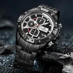 NAVIFORCE NF8018 Stainless Steel Chronograph Man's Watch – Dial Color: Black, Strap Color: Black – Thumbnail 4
